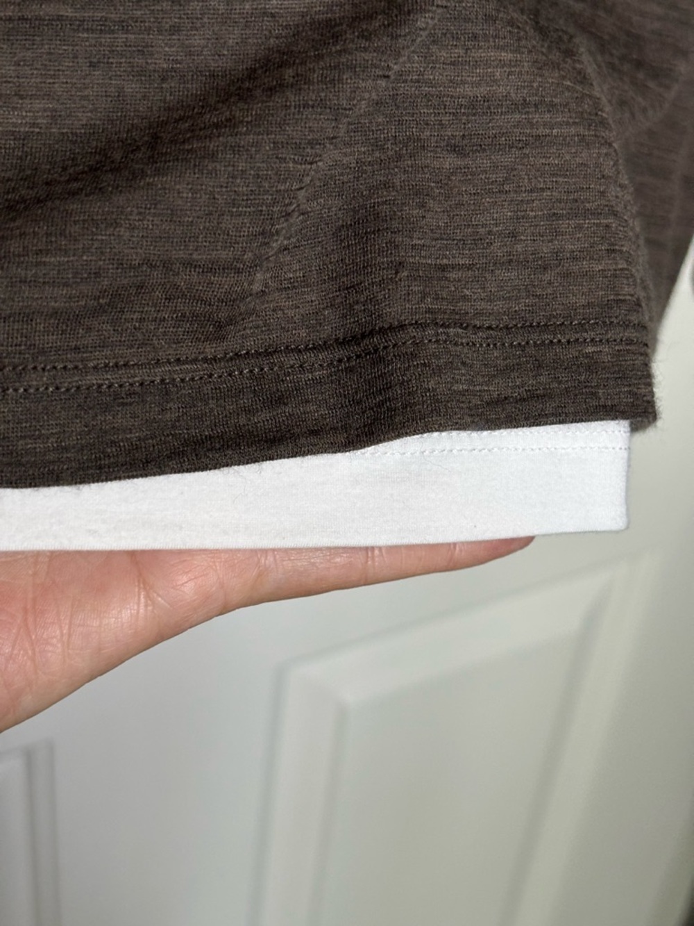 NWT YC Womens Wool blend Long Sleeve Layered Hem Top - Brown/white Sz 4,6 and 10 - Picture 7 of 15